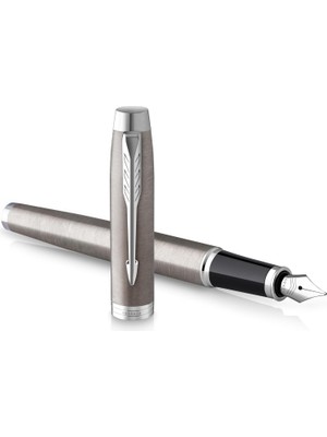 NY Home Parker Im Doldurucu | Krom Süslemeli Paslanmaz Çelik | Orta Uçlu ve Mavi Mürekkepli Dolma Kalem | Hediye Kutusu