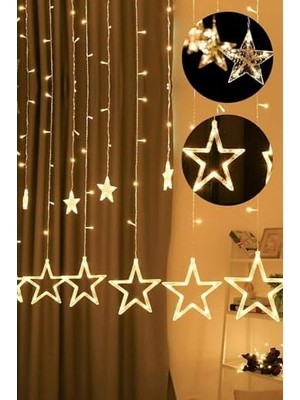 NY Home 8 Fonksiyonlu Dekoratif Yıldız LED 12 Sarkıt Yıldızlı LED Işık Yılbaşı Işık Dekoratif Işık Yıldızlı Perde LED Saçak LED Ip LED Su Geçirmez LED Bahçe Süsleme LED (Yıldız)