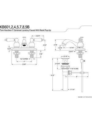 Nesto Home KB605B Lavabo Bataryası, 4 ", Yağ Ovuşturdu Bronz