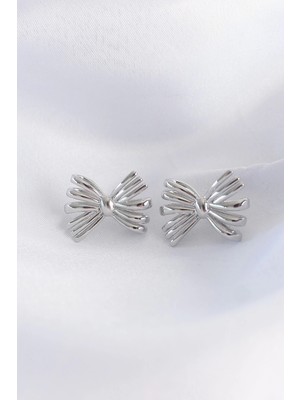 MiraLive Mey Ithalat® Pirinç Gümüş Renk Fiyonk Küpe