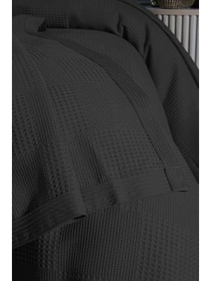 Nesto Home Waflle Desenli Pike, Waflle BATTANIYESI,%100 Pamuk, Kalın Iplik, Yumuşak, Tek Kişilik 170 * 240-SIYA Siyah