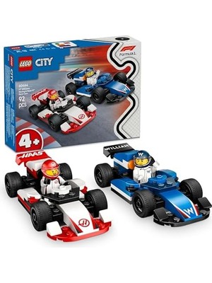 Nesto Home City F1 Williams ve Haas F1 Yarış Arabaları 60464-4 Yaş ve Üzeri Çocuklar Için 2 F1 Pilotu Minifigürü Içeren Yaratıcı Oyuncak Yapım Seti, Doğum Günü Hediyesi (92 Parça)