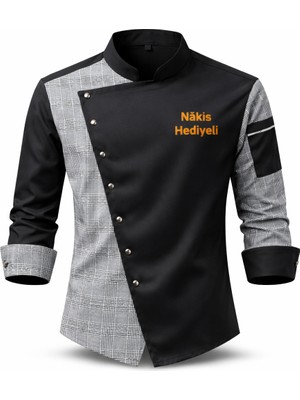 Mekaizen Chef Ceketi – Aşçı Üniforması, Aşçı Gömleği Aşçı Forması Asimetrik Tasarım Nakış Hediyeli