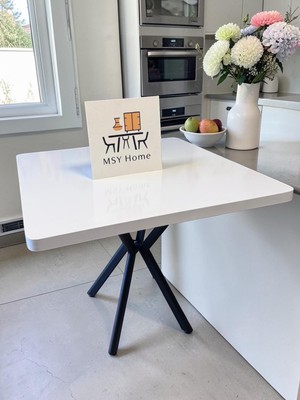 Msy Home Mono Chic 90X90 Yuvarlak Kare Mdf Beyaz Sabit Iskandinav Yemek Masası