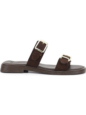 Gönderi(r) Kadın Kahve Süet  Tokalı Günlük Terlik