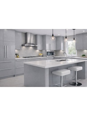 Packline Marketing Yarı Mat Açık Gri Yapışkanlı Folyo Mutfak Dolap ve Mobilya Kaplama Folyosu 61CMX1M