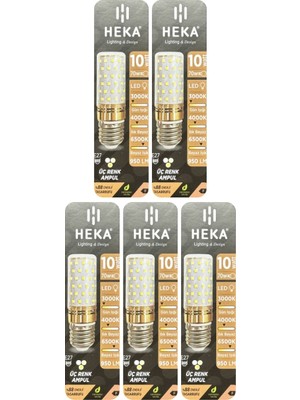 (5 Adet) Heka 10W (70W) Sarı-Günışığı-Beyaz E27 Duylu Üç Renkli LED Mısır Ampul