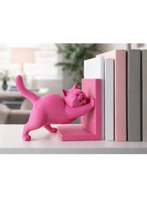 Generic Nokta Labs Esneyen Kedi Kitap Tutucu - Kitaplığınızı Iten Yaramaz Kedi Dekoratif Kitap Destekleyici