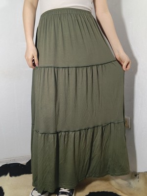 Hoaryage Beli Lastikli Eteği Fırfır Detaylı Penye Kumaş 3 Kat