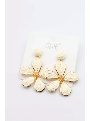 Herşey Trend Herşeytrend Hasır Çiçek Küpe - Krem