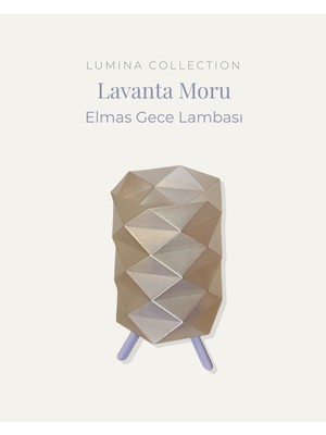 Korixa Korıxa Elmas Tasarım Gece Lambası  Dekoratif Tripod Abajur, LED Masa Lambası Lavanta Moru