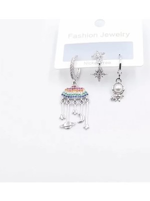 Herşey Trend Herşeytrend 3'lü Bulut Küpe - Gümüş