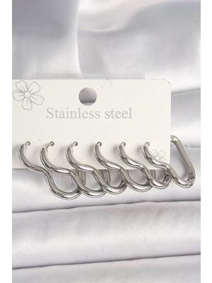 Toyigoo Mey Ithalat® 316L Çelik Gümüş Renk Kalp Model Kadın Küpe Seti TYGRSYT9573