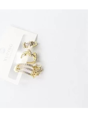 Herşey Trend Herşeytrend 3'lü Xuping Küpe - Altın