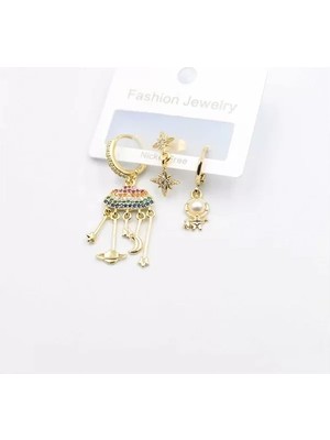 Herşey Trend Herşeytrend 3'lü Bulut Küpe - Altın