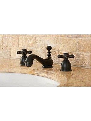 Savlar Store KS3955AX Restorasyon Metal Çapraz Saplı Mini Yaygın Lavatuvar Musluğu, Yağla Pürüzsüzleştirilmiş Bronz