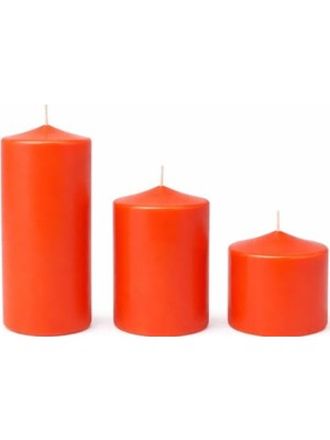 Savlar Store 3’lü Dekoratif Silindir Blok Mum Seti – Turuncu Renk, Içten Yanan Fitilli Sütun Mumlar, 7 cm Çap, 7 cm – 10 cm – 15 cm Yükseklik, Ev Dekorasyonu, Masa ve Özel Gün Ambiyans Mumları