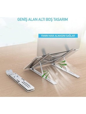 Savlar Store Metal Laptop Tablet iPad Dizüstü Bilgisayar Standı 7-17.3 Inç Tüm Cihazlar Için 7 Seviye Yükseklik Ayarı Taşınabilir Kaymaz Laptop Yükseltici Havalandırmalı Soğutma Katlanabilir Masaüstü Standı