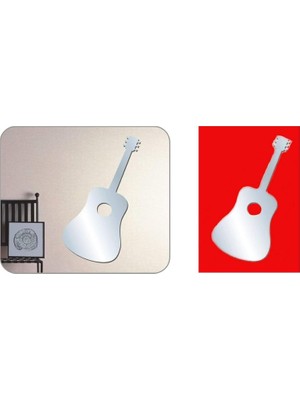 Savlar Store Aynalı Duvar Süsü (Sticker) Gitar Şekilli