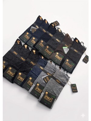 Pro; Avangart Style; Erkek Manastır Bambu Soket Çorap; Dikişsiz; Yazlık; Asorti 12'li Kutu; 41-44