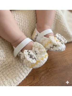 Minissa Baby Kids Kız Bebek Babet -Patik, Dantel Kumaş Cırt Cırtlı Fiyonk Detaylı, Kaydırmaz Tabanlı Ilk Adım Ayakkabı