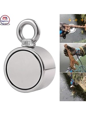 Savlar Store Çift Taraflı (Double Sided) Pot Mıknatıs Ø60 mm Fishing Magnet - 360° Çekim Gücü - 150-200 kg - Deniz Mıknatısı