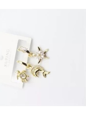 Herşey Trend Herşeytrend 3'lü Xuping Küpe - Altın