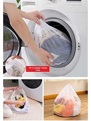 Savlar Store Ipli Çamaşır Yıkama Filesi, Kirli Temiz Elbise Kıyafet Torbası Asker Üniversite Yurt (1)