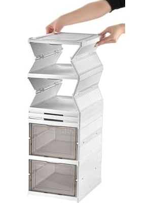 Savlar Store 6 Katlı, Katlanabilir, Taşınabilir Çok Amaçlı, Geniş, Katlanabilir Dolap ve Raf, Katlanır Taşınabilir Premium Portatif Organizer (25,5cm x 34,5cm x 105,5CM) (Beyaz)