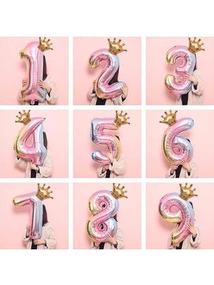 Savlar Store Patladı Gitti 4 Rakam Gökkuşağı Rakam Folyo 32"-34" Inc ve Kral Tacı Folyo 10 Inc