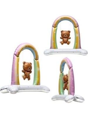 Savlar Store Retro Salıncakta Sallanan Ayıcık Folyo Balon Ayaklı Baby Shower Balon