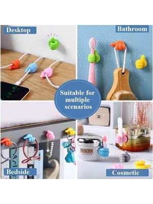 Savlar Store 20’li Başparmak Tasarımlı Yapışkan Duvar Kancası – Kendinden Yapışkanlı Silikon Kablo ve Anahtar Askısı, Sevimli ve Pratik Askı Kancaları, Cam, Ahşap, Metal Yüzeyler Için Uygun
