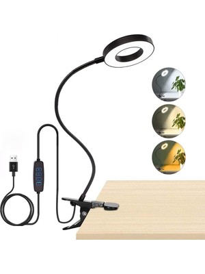 Savlar Store Akrobat Masa Lambası USB Girişli Göz Koruyucu Klipsli Masaya Sabitlenen Ayarlanabilir Işık Seviyesi Çok Fonksiyonlu LED Masa Lambası Sarı Beyaz Gün Işığı 3 Modlu Masa Lambası Çalışma Lambası