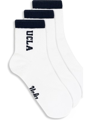Ucla Julıo 3\\\'lü Beyaz Uzun Jakarlı Pamuk Standard Fit Unisex Çorap