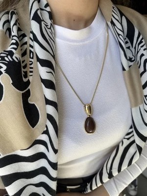 Herşey Trend Herşeytrend Taşlı Kolye - Kahverengi