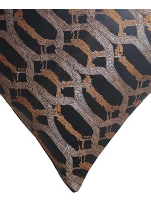 Savlar Store Hexagon Siyah Renkli Desenli 50X50 Kare Kırlent Kılıfı