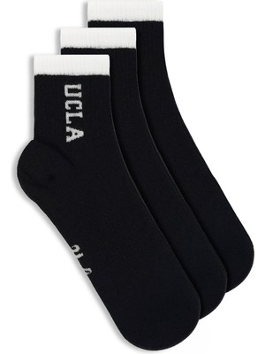 Ucla Julıo 3\'lü Siyah Uzun Jakarlı Pamuk Standard Fit Unisex Çorap