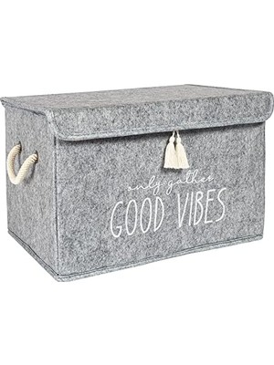 Savlar Store Pazar Kapısı Keçe Çok Amaçlı Kapaklı Düzenleyici Kutu 35 x 24 x 24 cm (Mini, Gri)