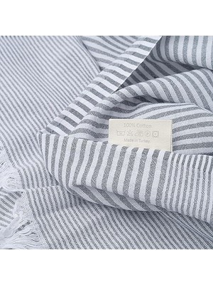 Savlar Store Soley | Stripe |%100 Doğal Pamuklu Gri