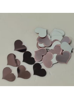 Zafrak Reklam Dekor Süs Kalp Rose  O100X Adet Pleksi Dekoratif 2,5cm Pleksi Kendiden Yapışkanlı