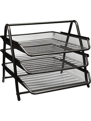 Savlar Store Mektup Tepsisi Masa Düzenleyici, 3 Katmanlı Mesh Kağıt Tepsisi, Belge, Mektup, Ofis Kağıt Düzenleyici, Siyah