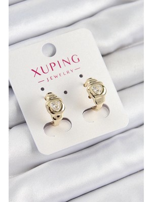 Venüs Shopping Mey Ithalat® Xuping Zirkon Taşlı Kalp Model Gold Renk Kadın Küpe