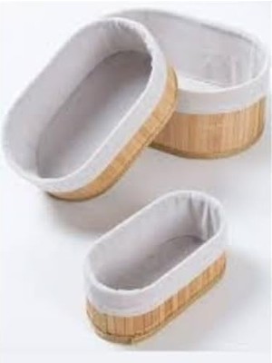 Savlar Store 3’lü Bambu Sepet Seti – Pamuklu Astarı Çıkarılabilir, Çok Amaçlı Düzenleyici ve Dekoratif Saklama Sepeti, Mutfak, Banyo ve Salon Kullanımı