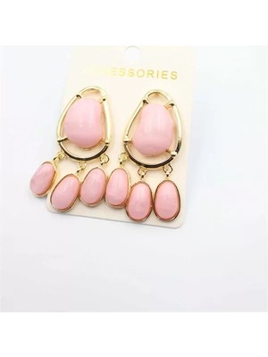 Herşey Trend Herşeytrend Taşlı Küpe - Pembe