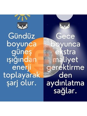 Savlar Store LED LED Solar Hareket Sensörlü Dış Ortam Bahçe Aydınlatması, Güneş Enerjili, Su Geçirmez, 100 Ledli, Beyaz Işık, (4 Adet)