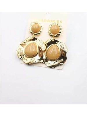 Herşey Trend Herşeytrend Taşlı Küpe - Kahverengi