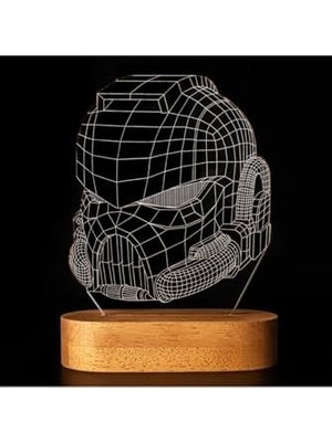Savlar Store Maske Tasarımlı 3 Boyutlu Optik Illüzyon Gece Lambası Masa Lambası