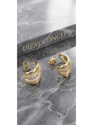 Dizay Concept Zirkon Taşlı Xuping Özel Seri Gold Renkli Bayan Küpe