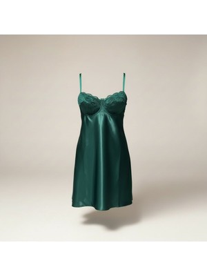Jupiel Yeşil Saten Gecelik