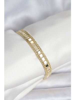 Senson 316L Çelik Gold Renk Pullu Zincir Model Kadın Bileklik - Lisinya
